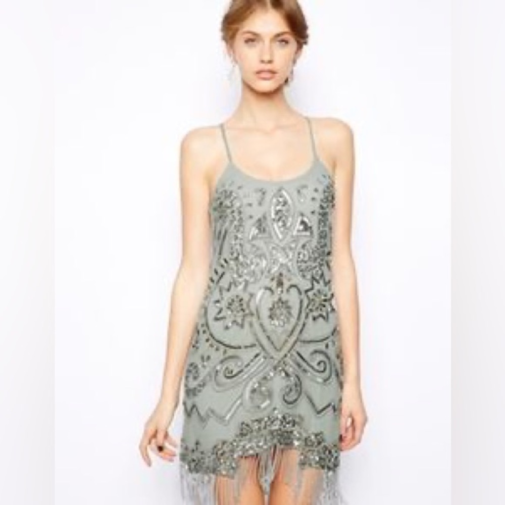 ASOS Frock and Frill Embellished Sequin Cami Flapper Dress with Tassel Hem